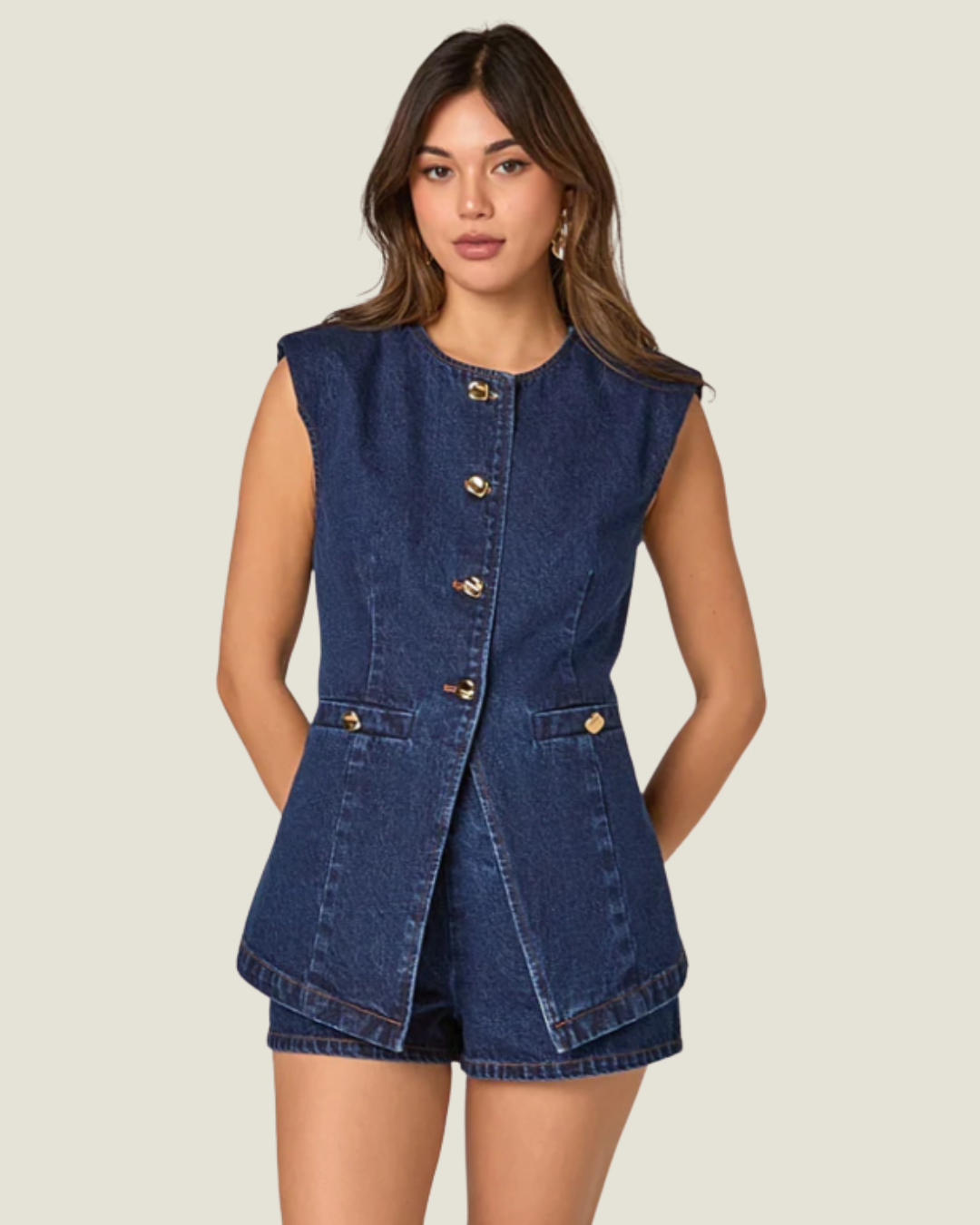 The Malika: Structured Denim Vest