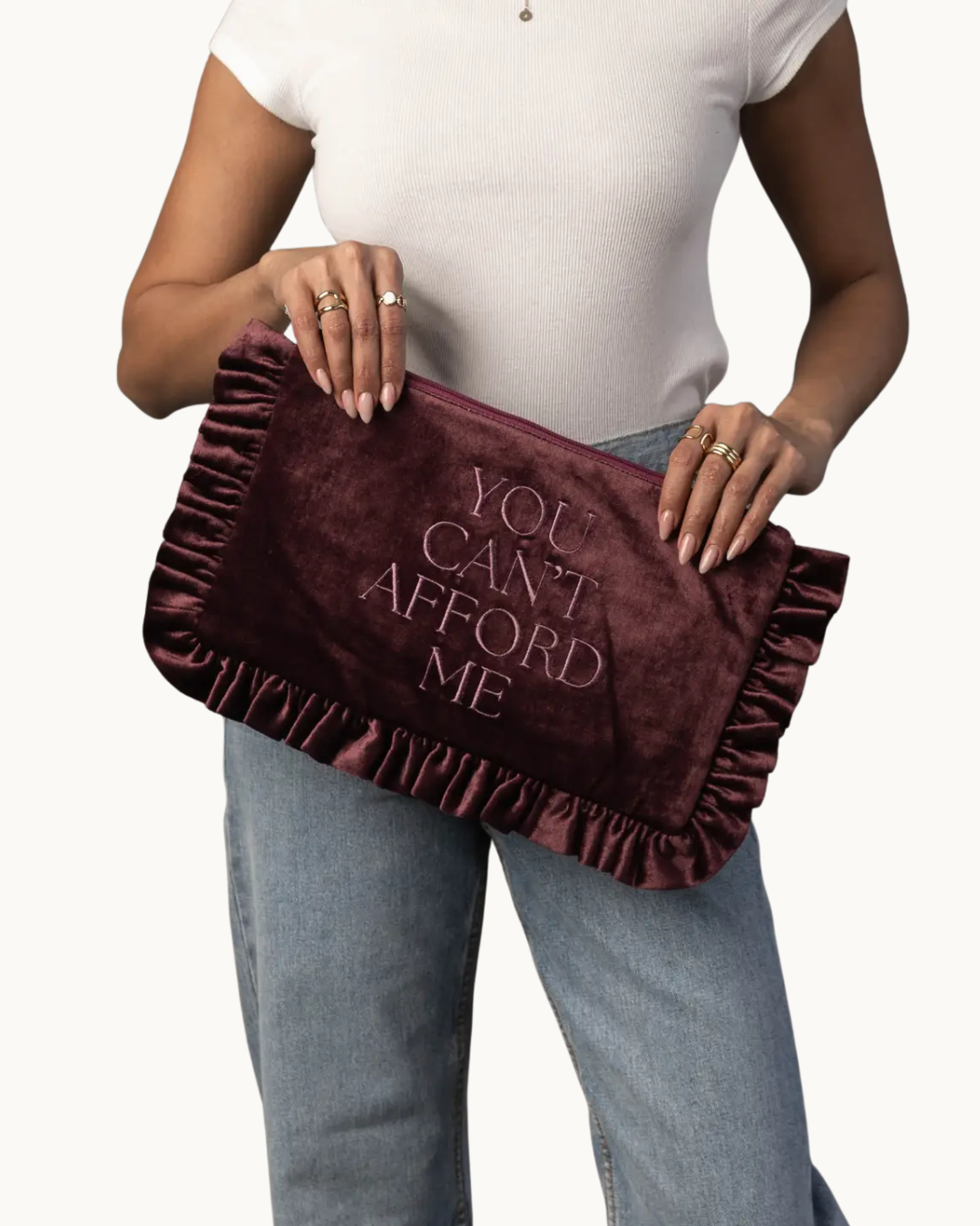 Velvet Ruffle Travel Pouch