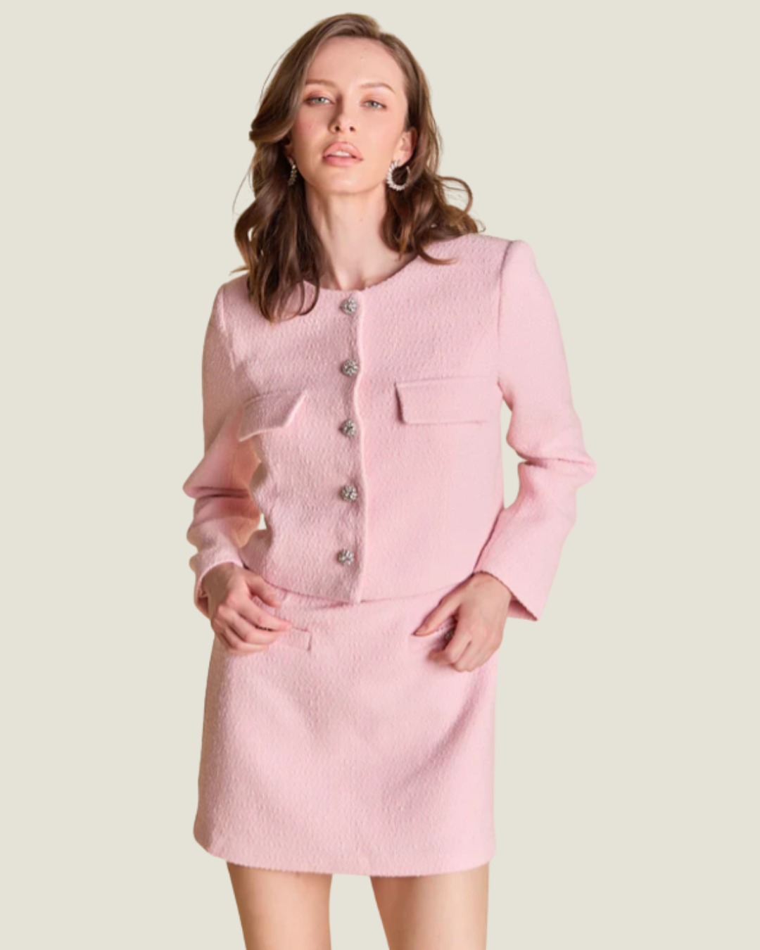 The Diana: Tweed Button Jacket