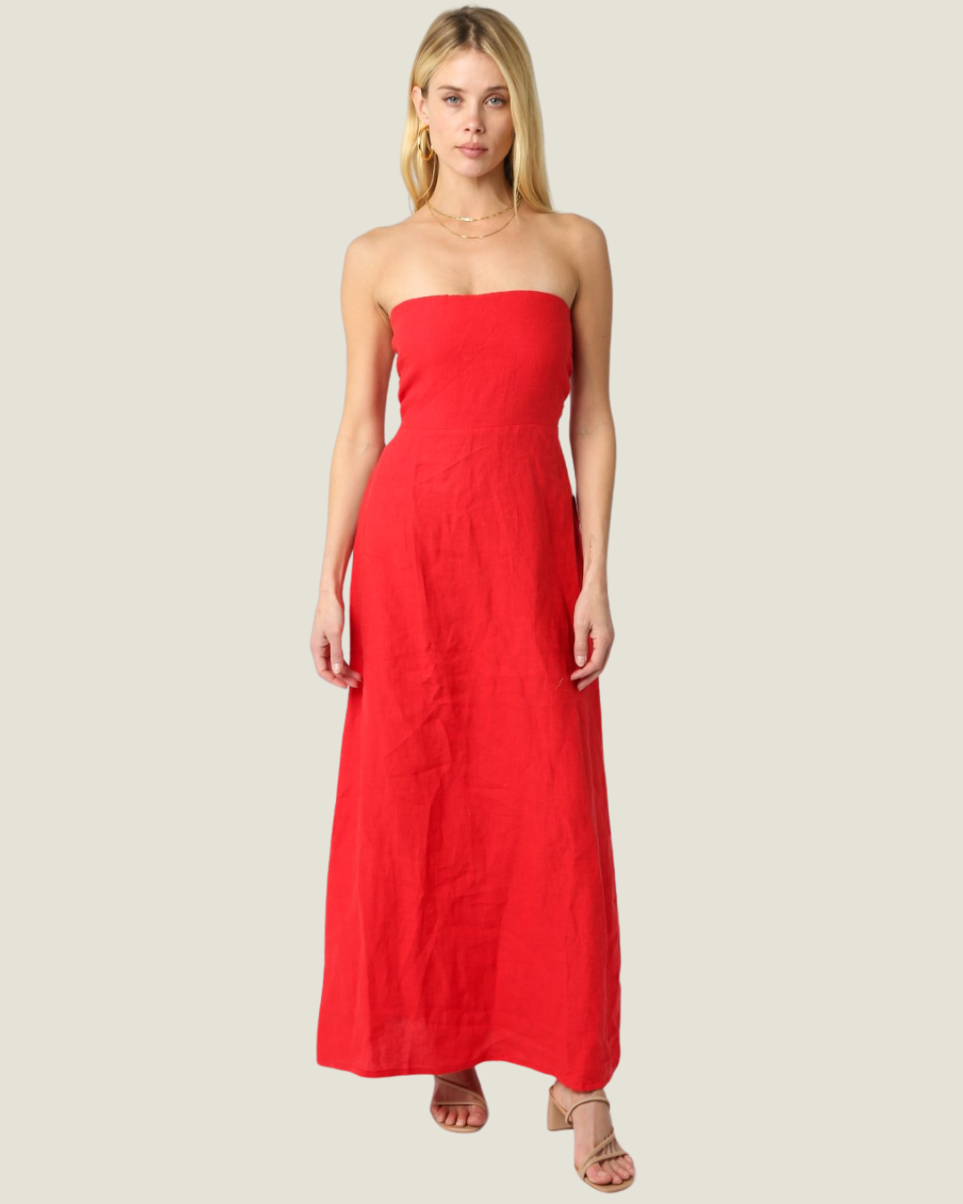 The Maisie: Strapless Linen Maxi