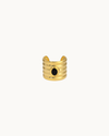 Heaven Mayhem Clarke Cuff in gold with a deep black enamel center and sculptural ridged detailing.