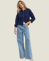 Navy slightly knit oversized cardigan. 