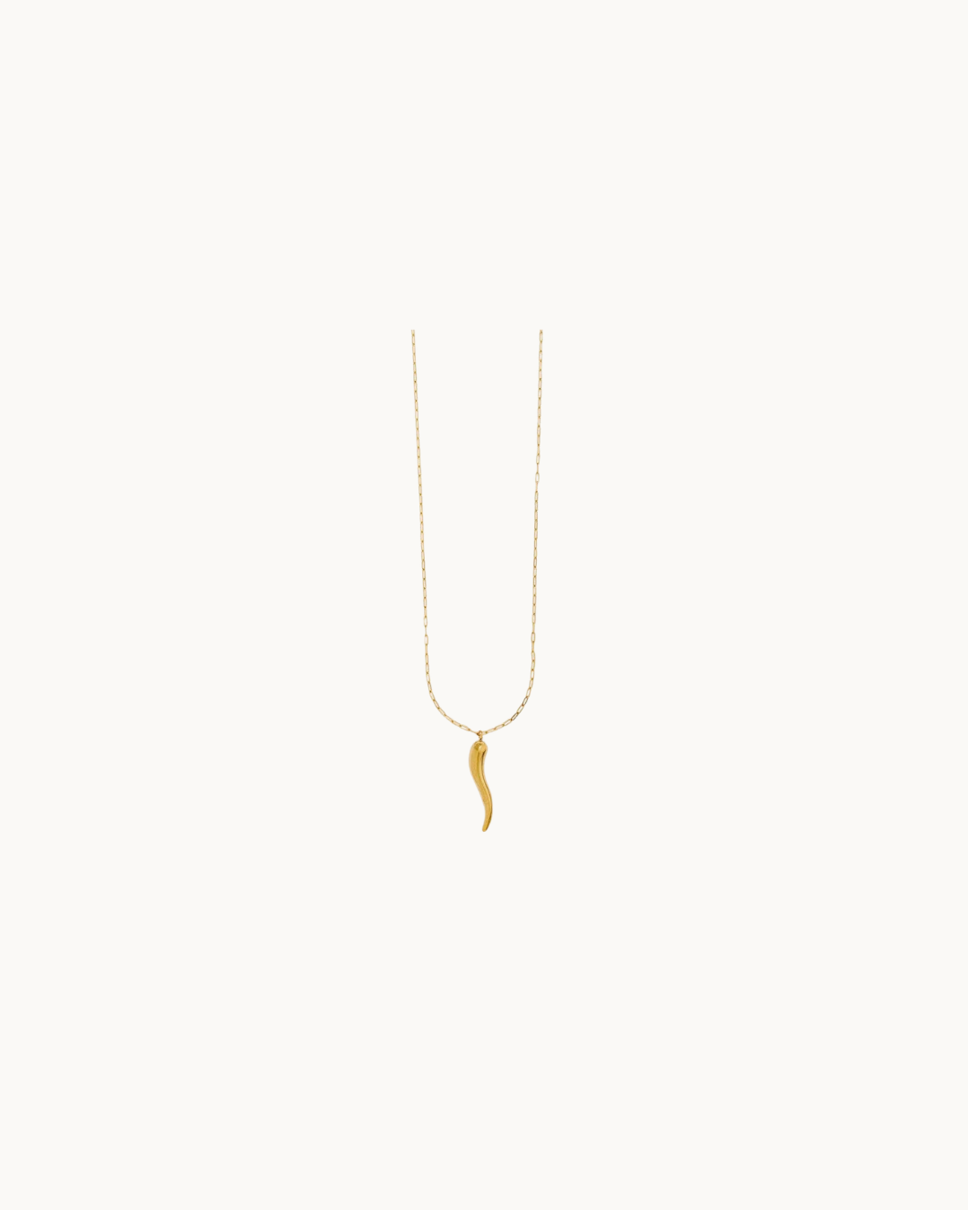 Long Necklace with Oversize Horn Gold