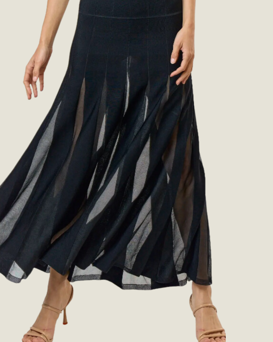 The Taylor: Black Sleeveless Sheer Bottom Maxi Dress