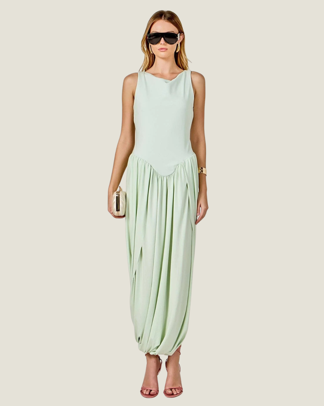 Faye Contrast Flowy Maxi Dress