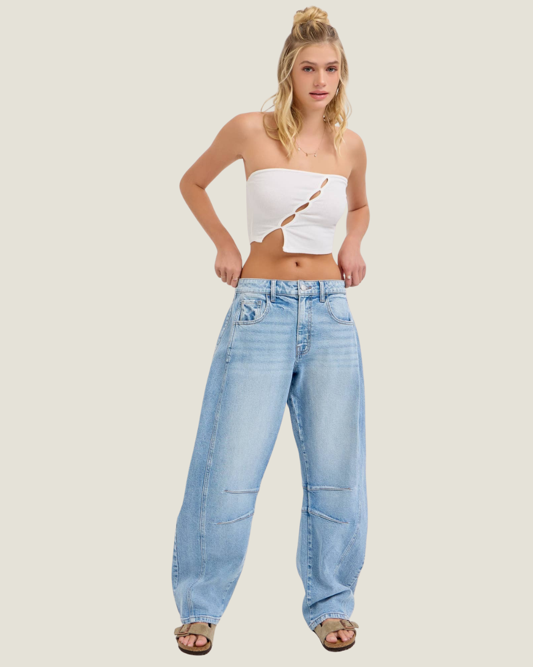 Julia Mid Rise Long Inseam Barrel Jeans