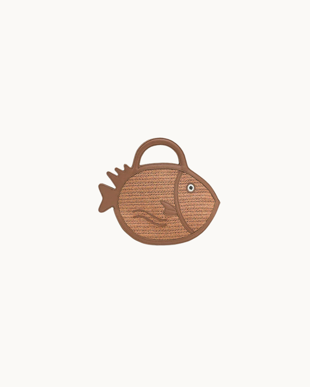 Brown Trim Fish Raffia Handheld Clutch