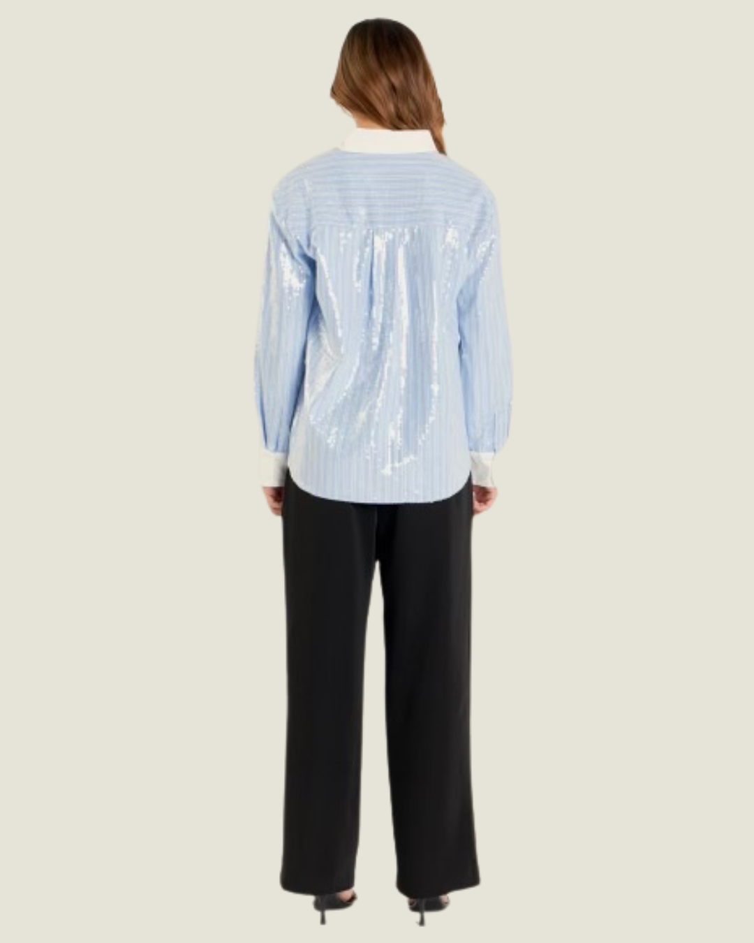 The Moroney: Sequin Stripe Long Sleeve Shirt