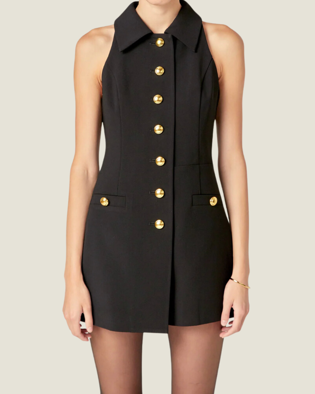 Gold Buttoned Down Collar Romper