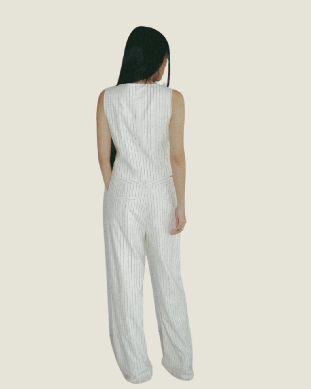 The Francesca: Ivory Pinstripe Pants