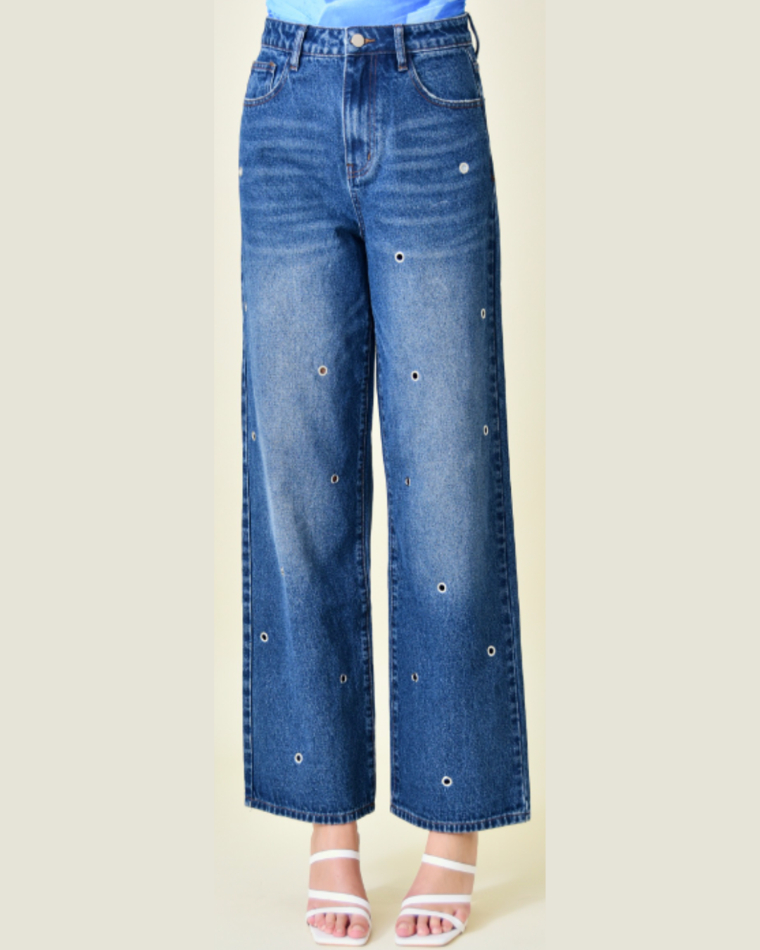 The Gaia: Grommet Detail Denim Jeans