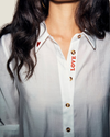 White Embroidered Love Miley Shirt