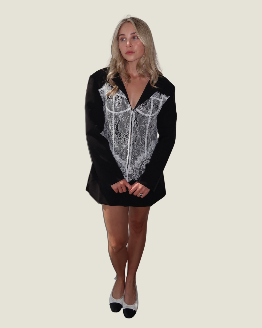 Juliana Lace Bodice Blazer Mini Dress