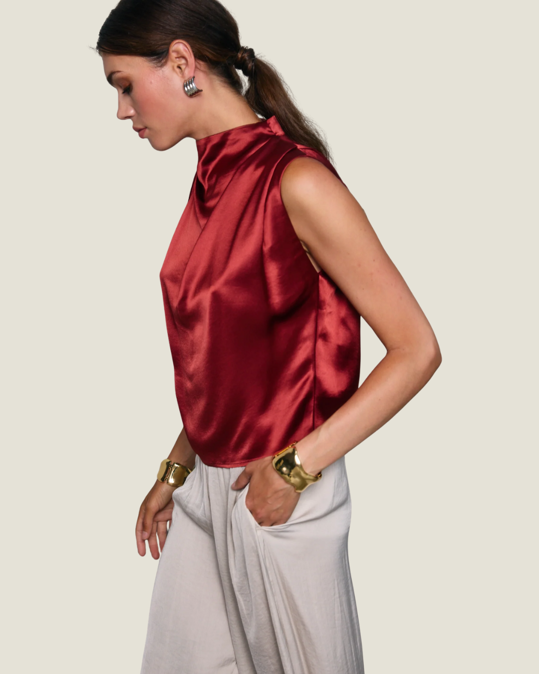 Parven Stain Halter Blouse