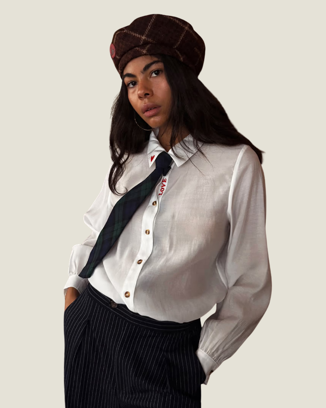 White Embroidered Love Miley Shirt