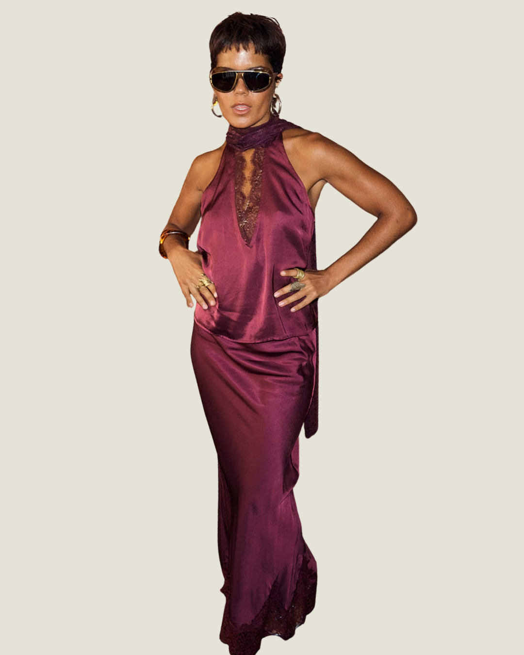 Burgundy Maeva Midi Skirt