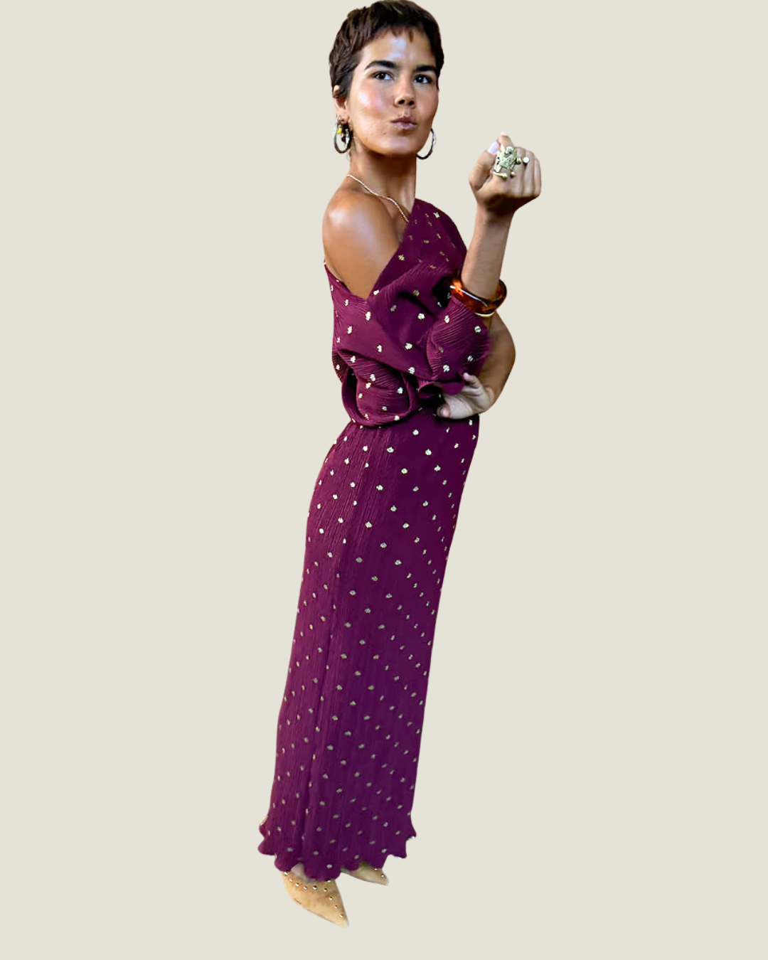 Burgundy Tilly Polka Dot Dress