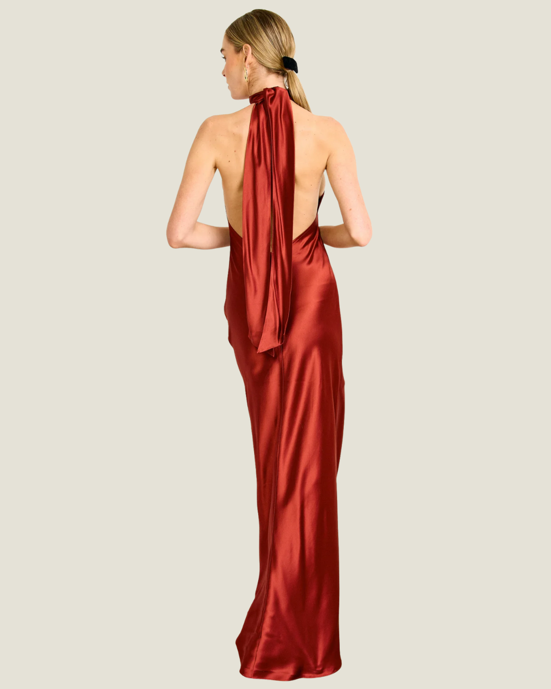 Parven Halter Satin Maxi Dress