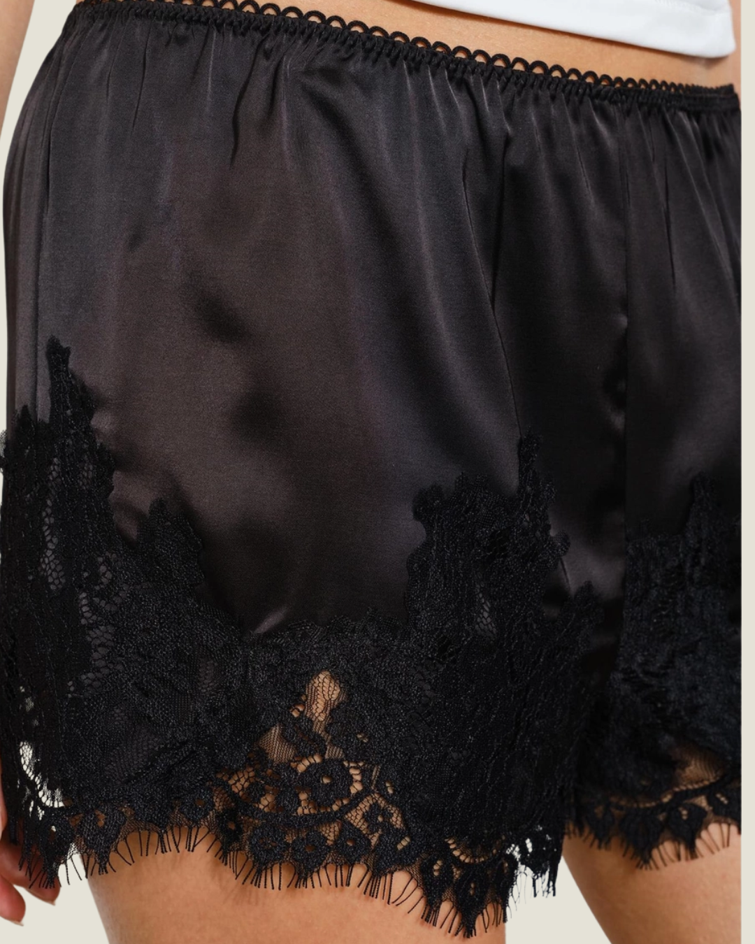 Maisy Lace-Trim Satin Short