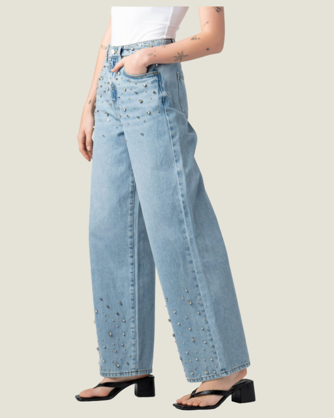 Embellished Hi-Rise Rib Cage Franklin Denim Pant