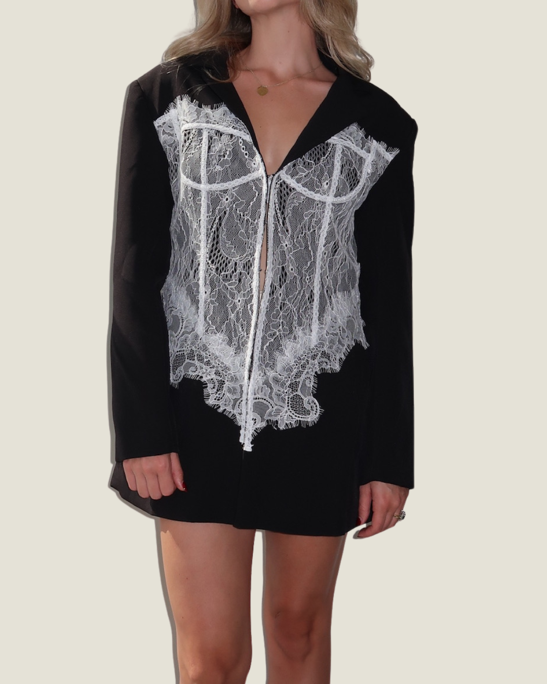 Juliana Lace Bodice Blazer Mini Dress