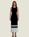 The Kemi: Black & White Knit Block Midi Dress