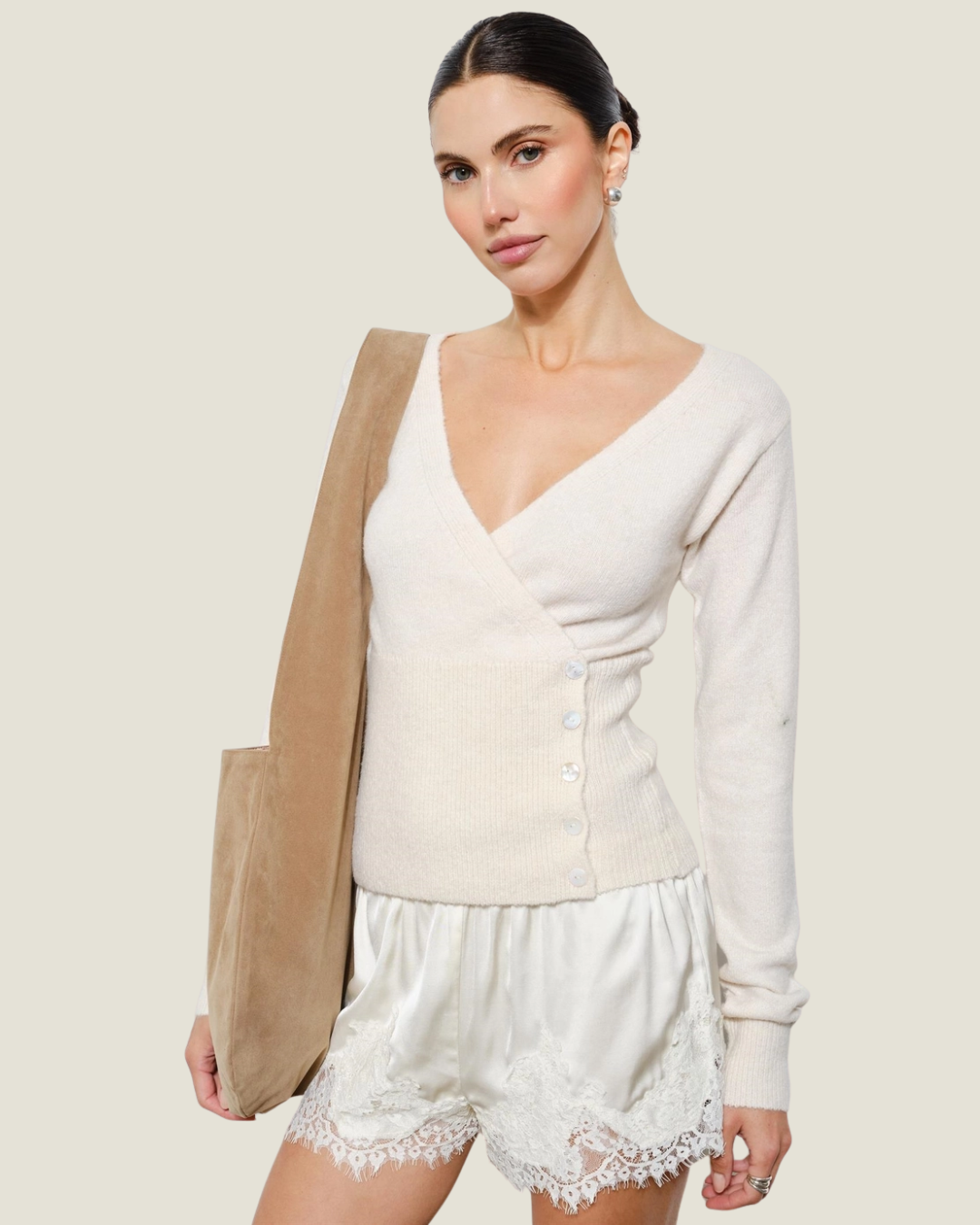 Maisy Lace-Trim Satin Short