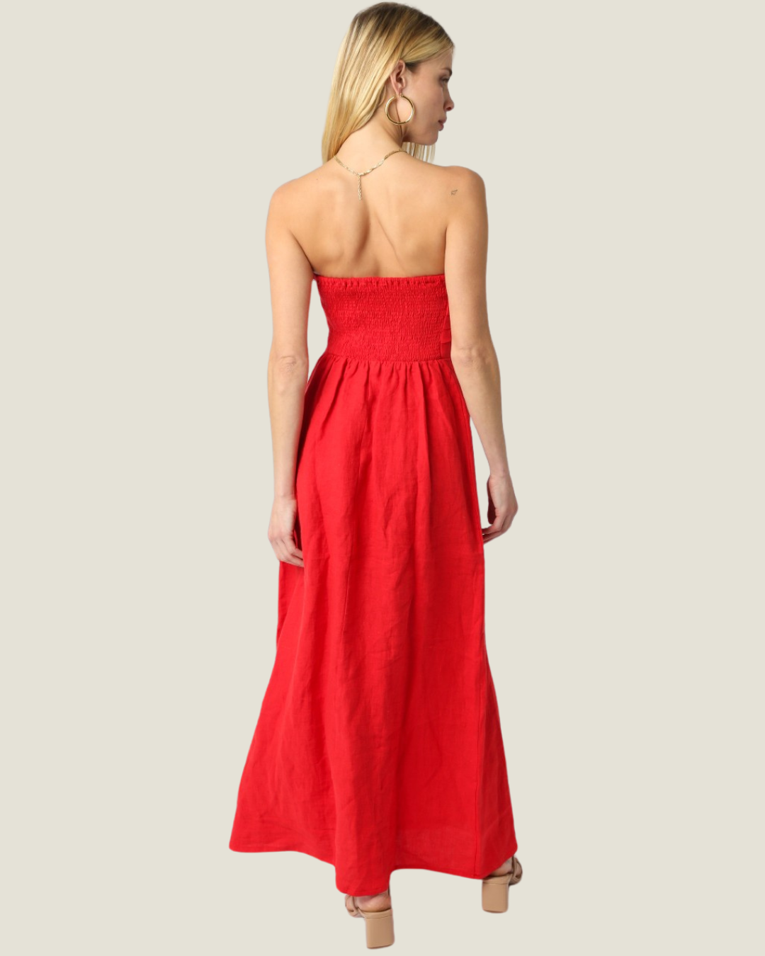 The Maisie: Strapless Linen Maxi