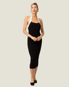 The Kohl: Halter Color Block Midi Dress-a black bodycon dress from Love Celine women’s boutique in SWFL.