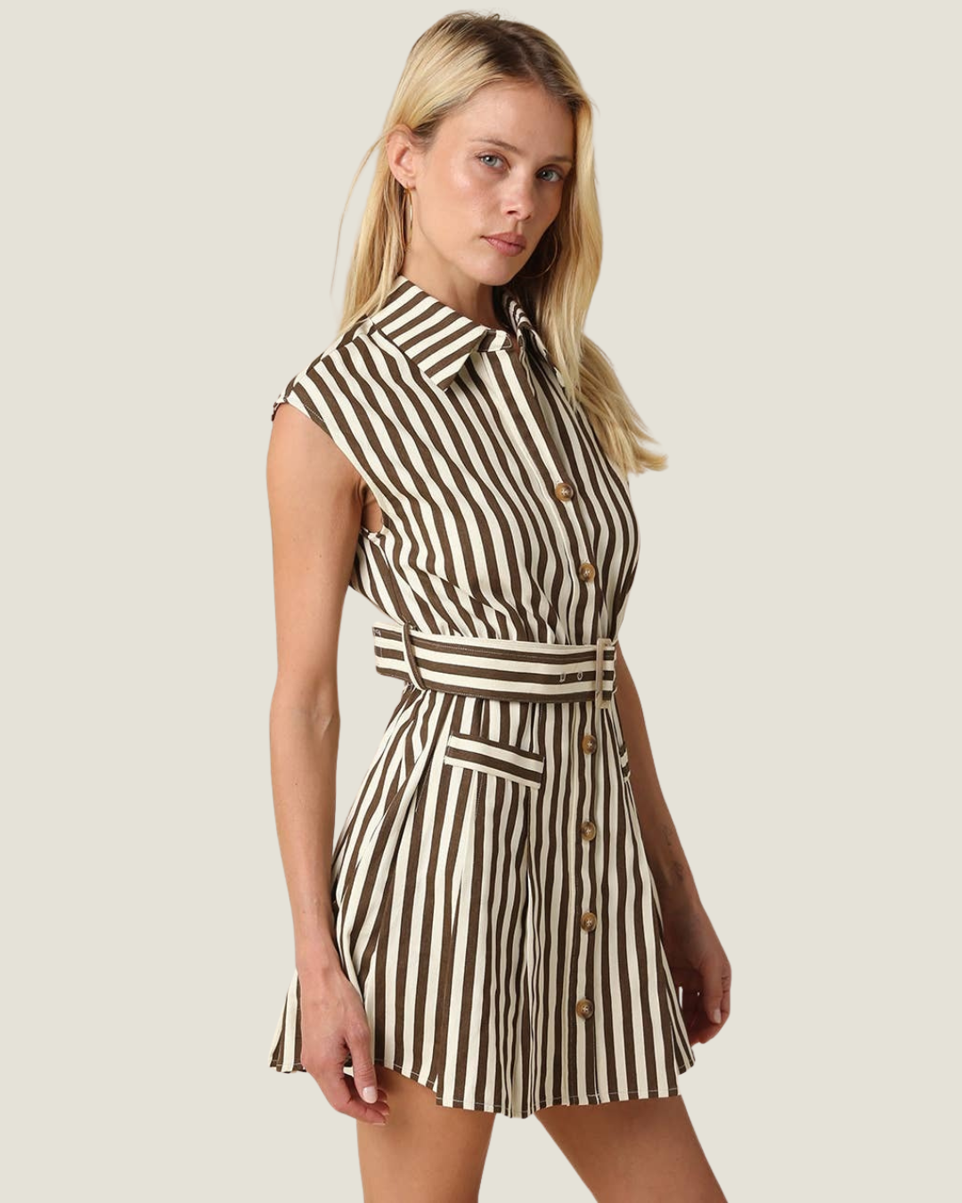 Mia Striped Belted Mini Dress