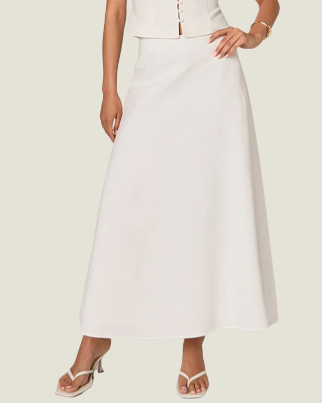 The Sunday: Maxi Linen Skirt-a white maxi skirt from Love Celine women’s boutique in SWFL.