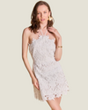 The Cecily: Lace Halter Mini Dress- lace halter mini dress from Love Celine women’s boutique in SWFL.