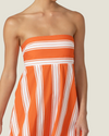The Waverly: Strapless Poplin Striped Maxi Dress by Lusana is a striped poplin maxi dress available at Love Celine women’s boutique in SWFL.