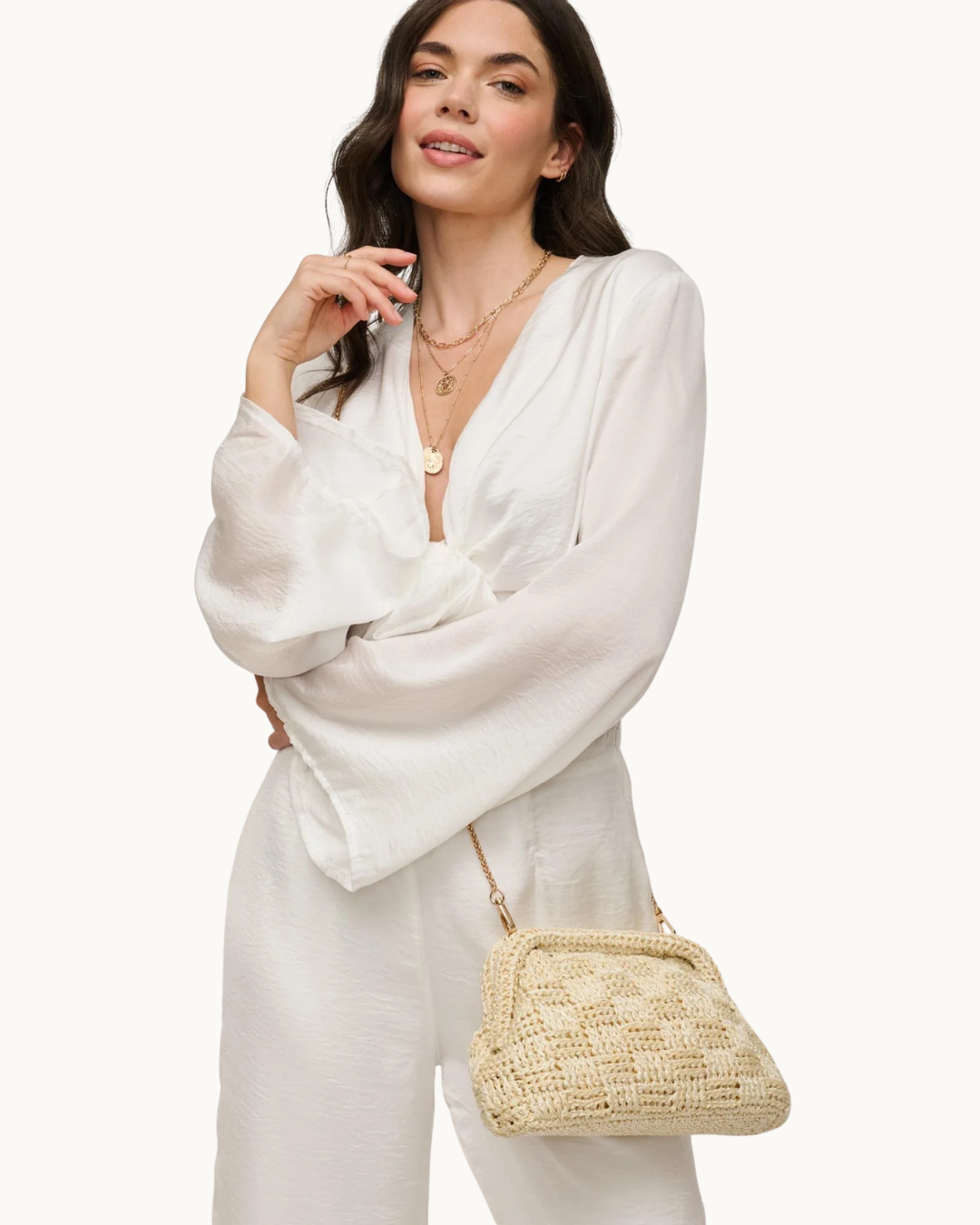 The Annie: Woven Cream Clutch
