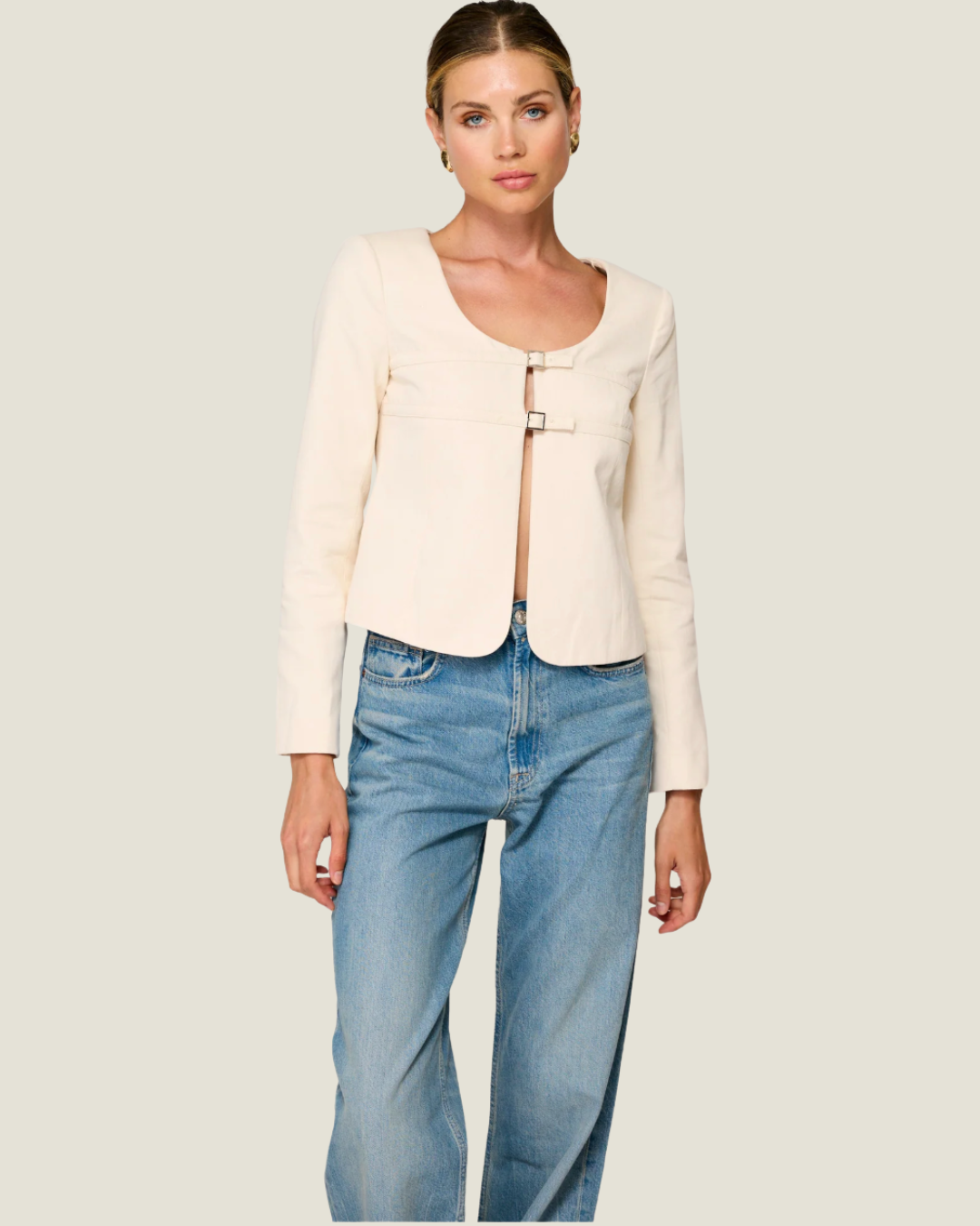 Devin Cropped Hook Front Jacket