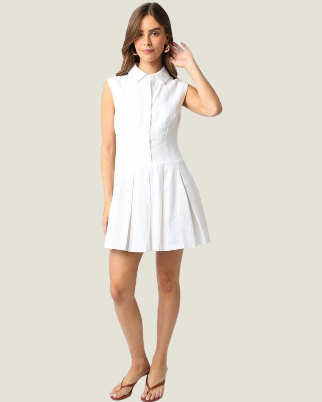 Charlotte White Pleated Mini Dress