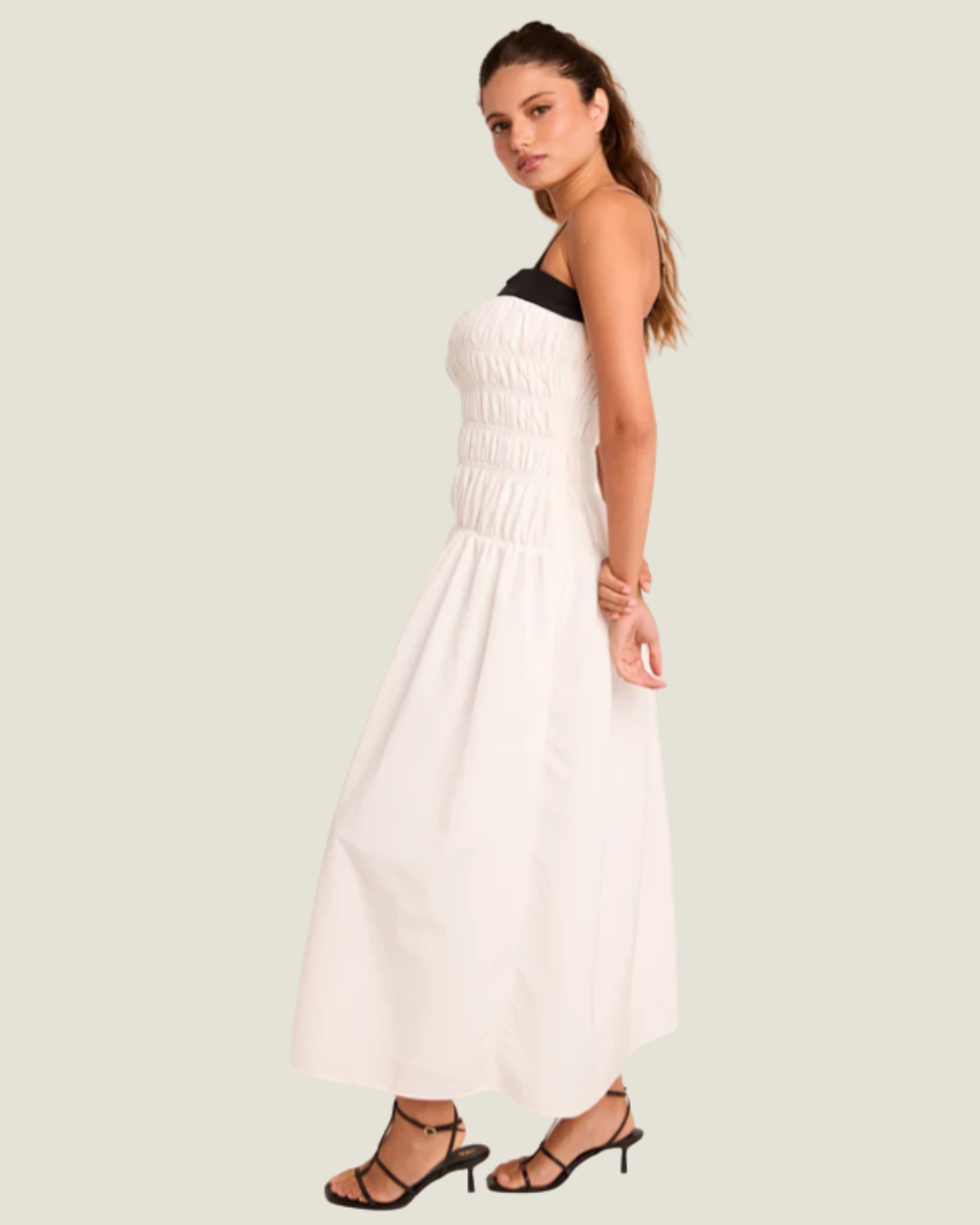 The James: Smocked Taffeta Maxi Dress