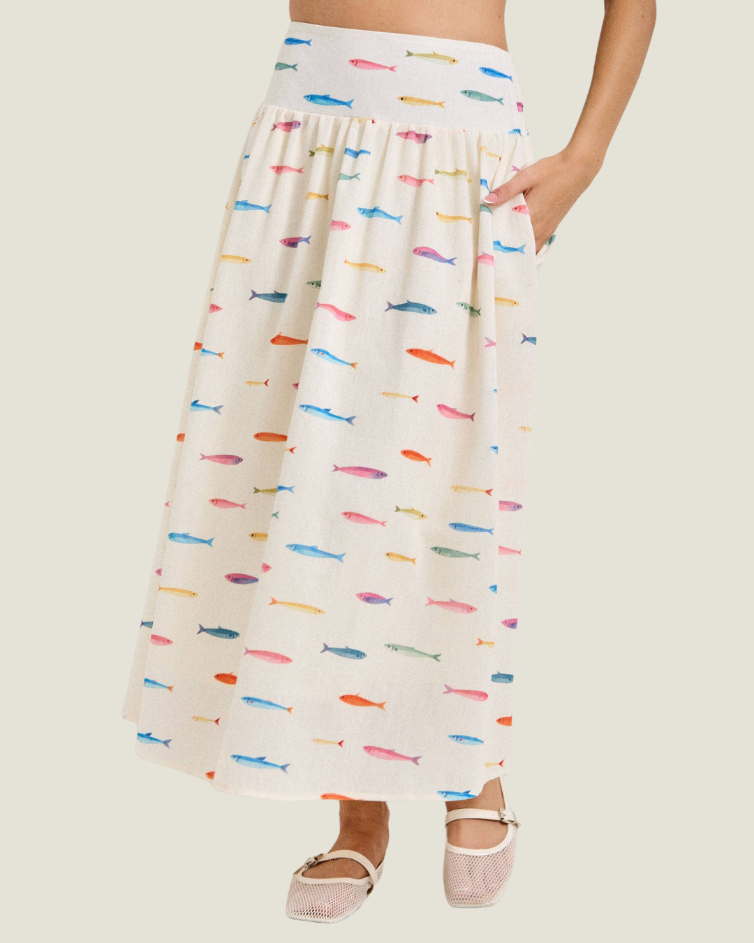 Pippa Fish Print Maxi Skirt