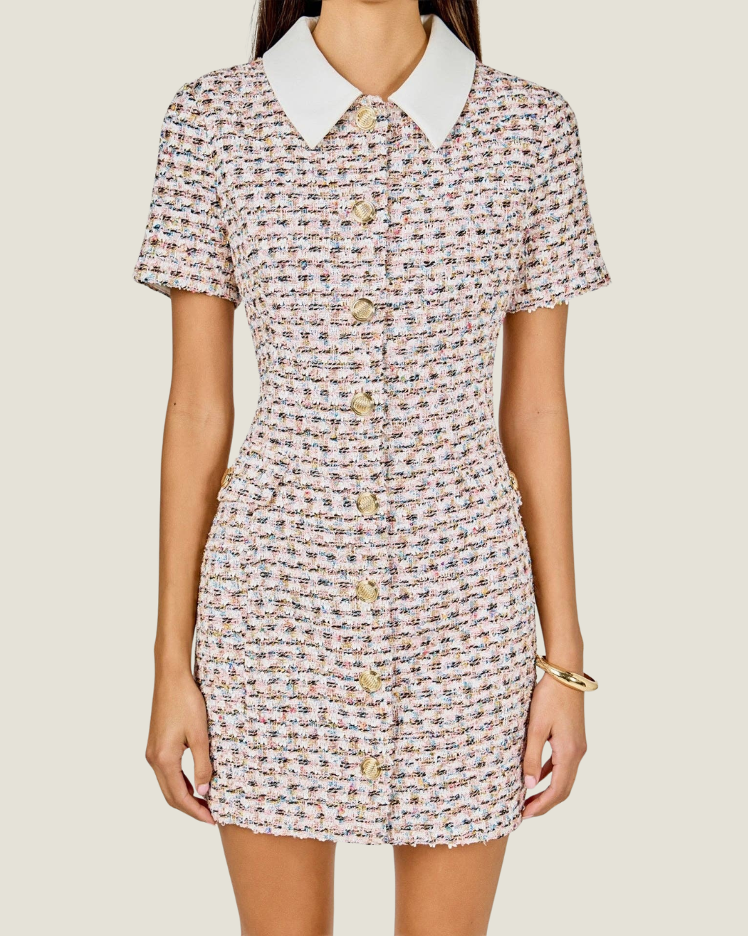 Violet Tweed Collared Mini Dress
