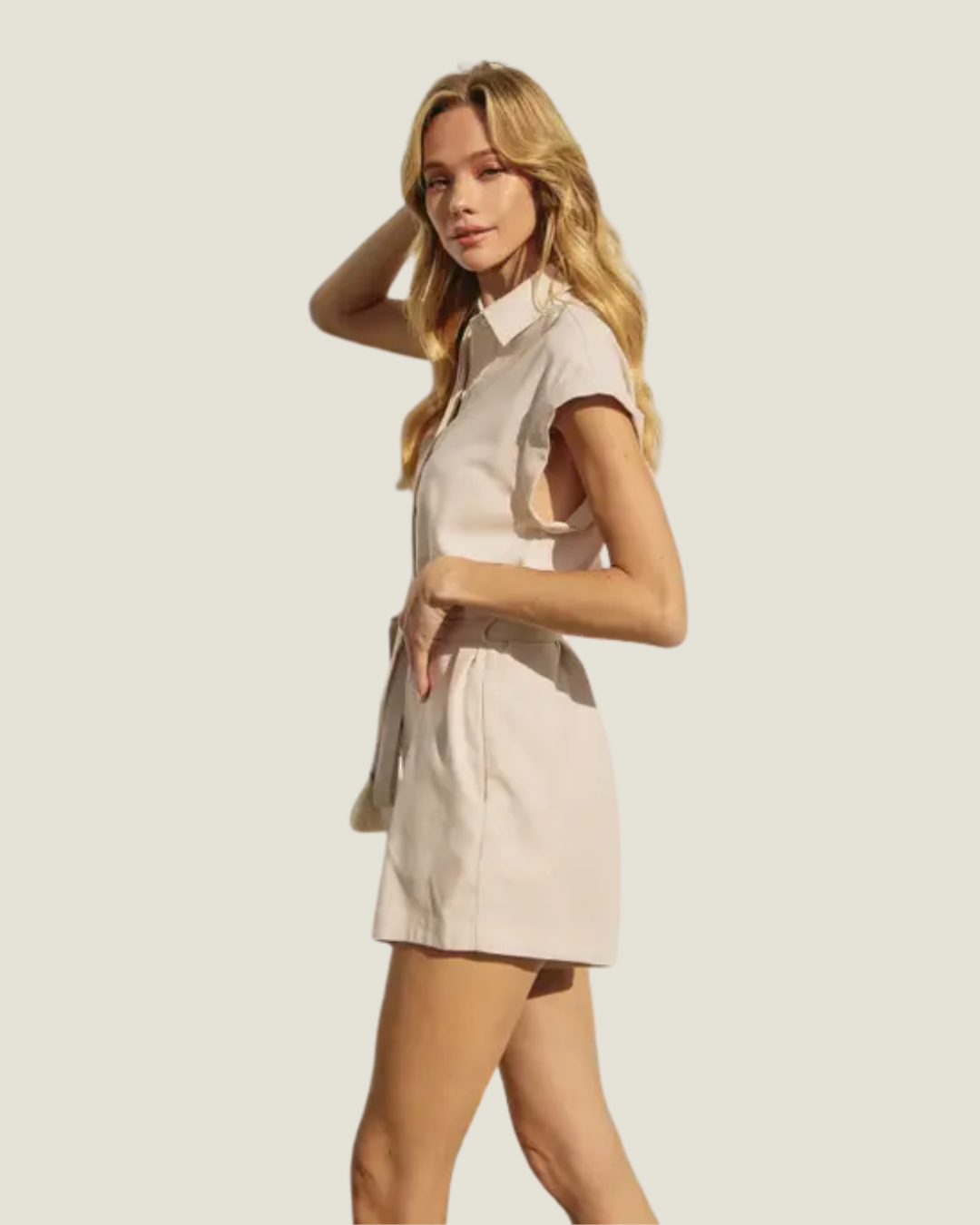 Mila Linen Button Down Romper