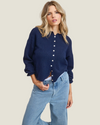 Navy slightly knit oversized cardigan. 