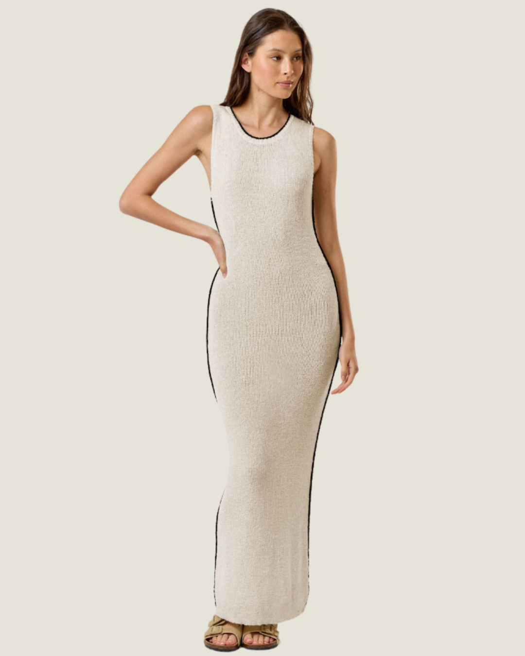 The Serena: Sleeveless Crew-Neck Midi Dress