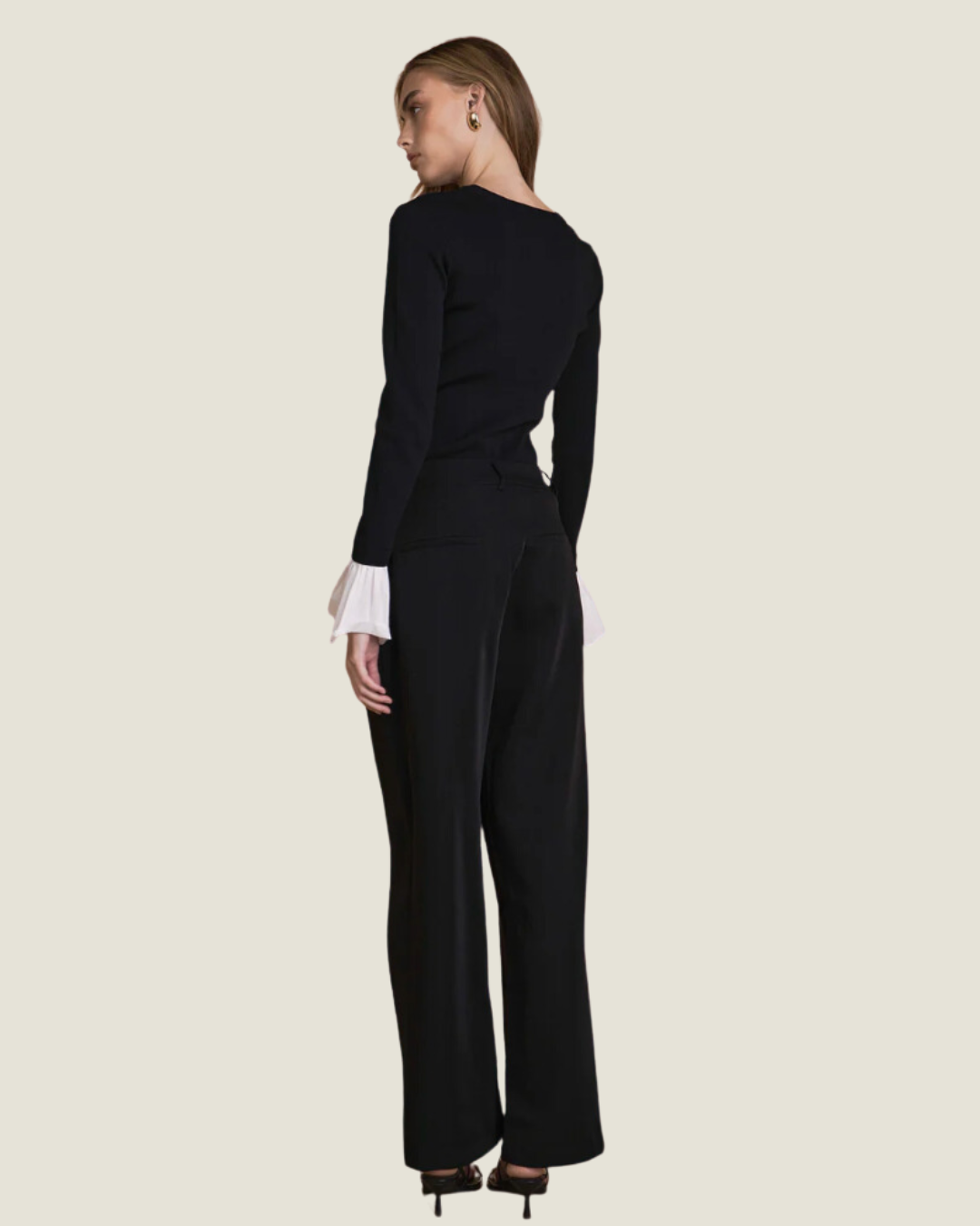 The Grand Central: Black Cotton Long Sleeve Top
