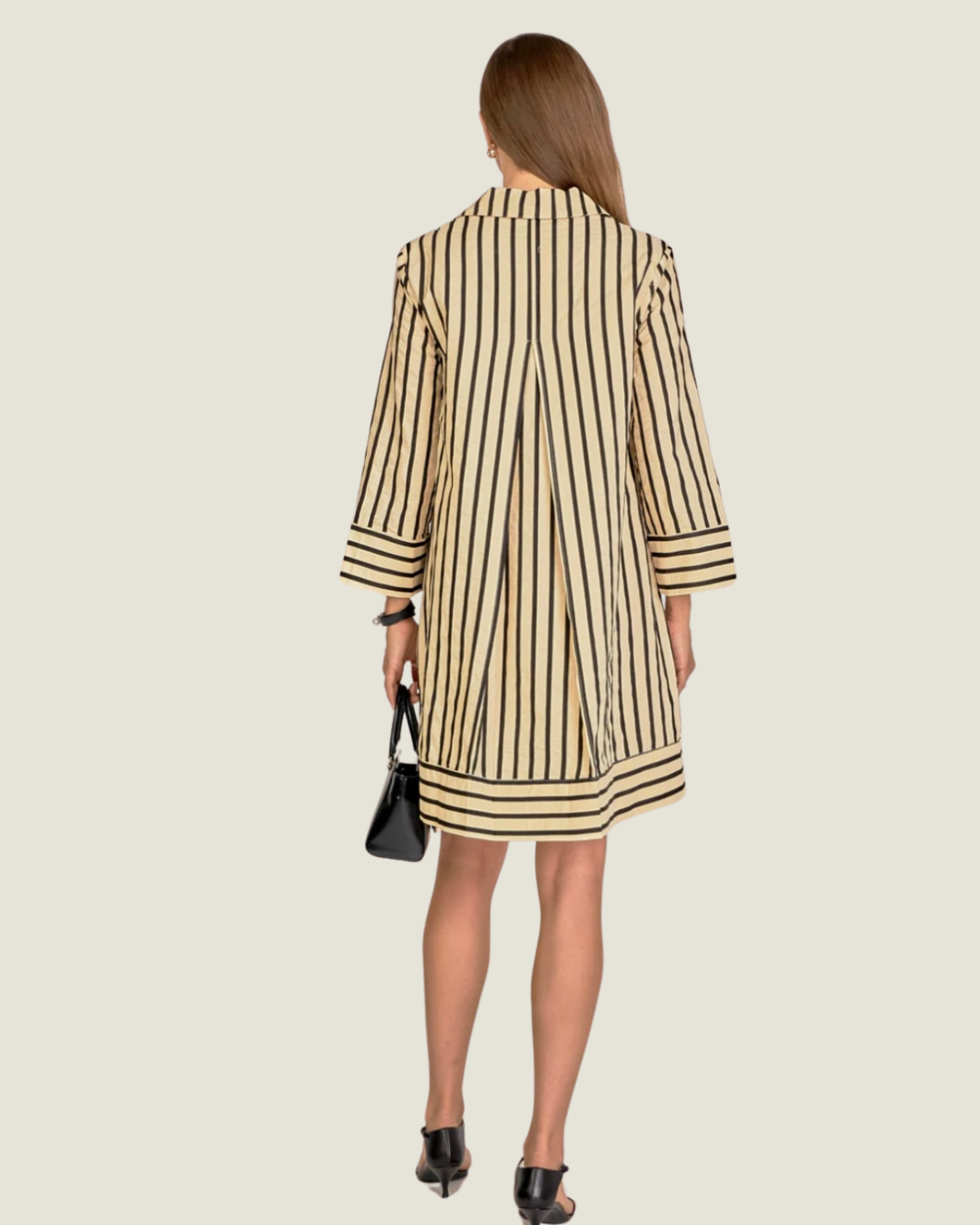 The Judy: Long Sleeve Stripe Collared Mini Dress