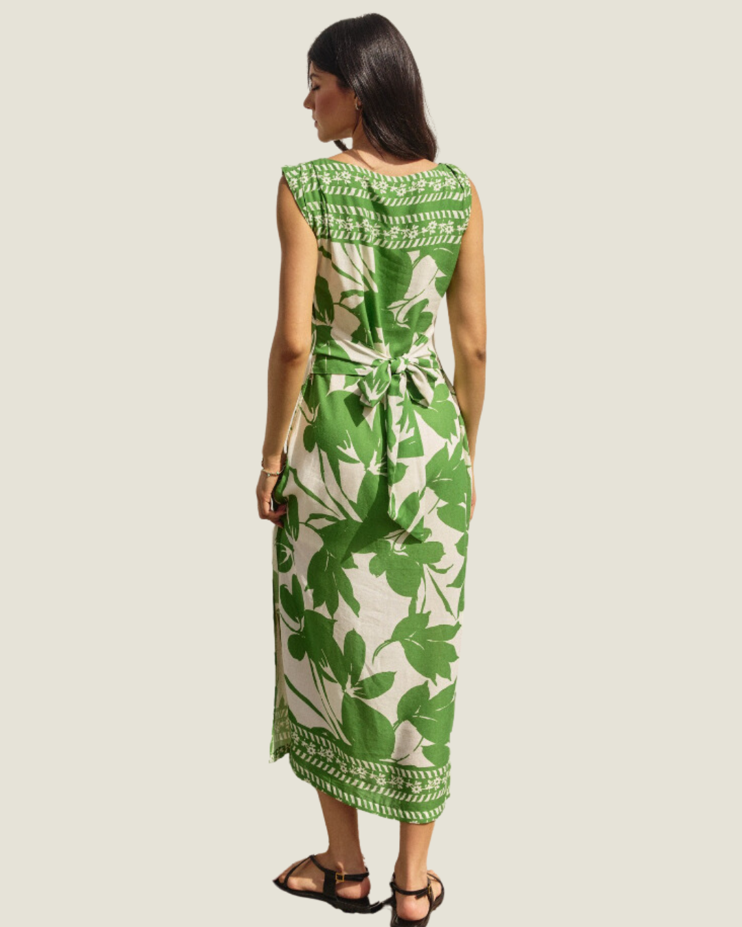 The Palm Bay: Patterned Sleeveless Midi Dress