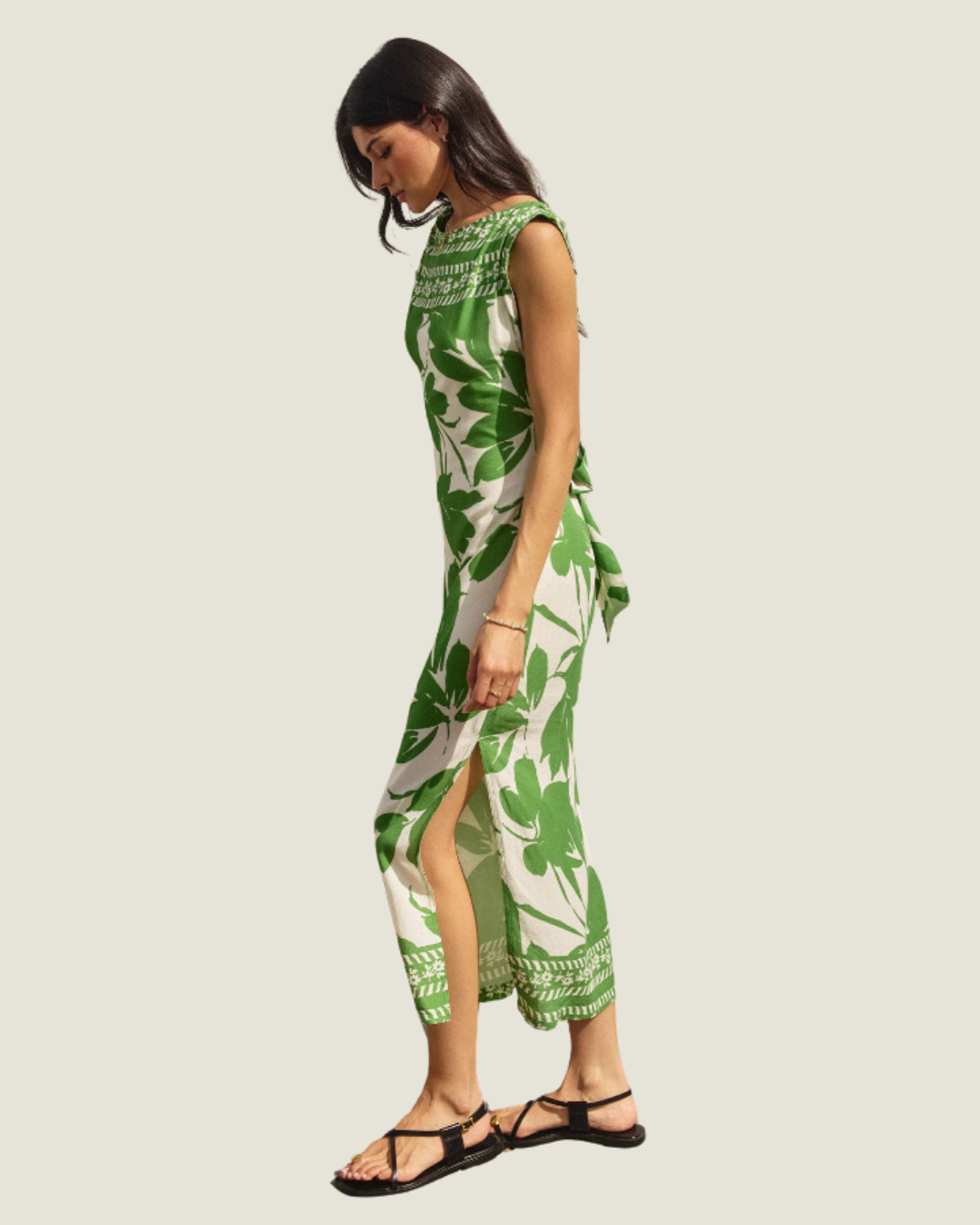 The Palm Bay: Patterned Sleeveless Midi Dress