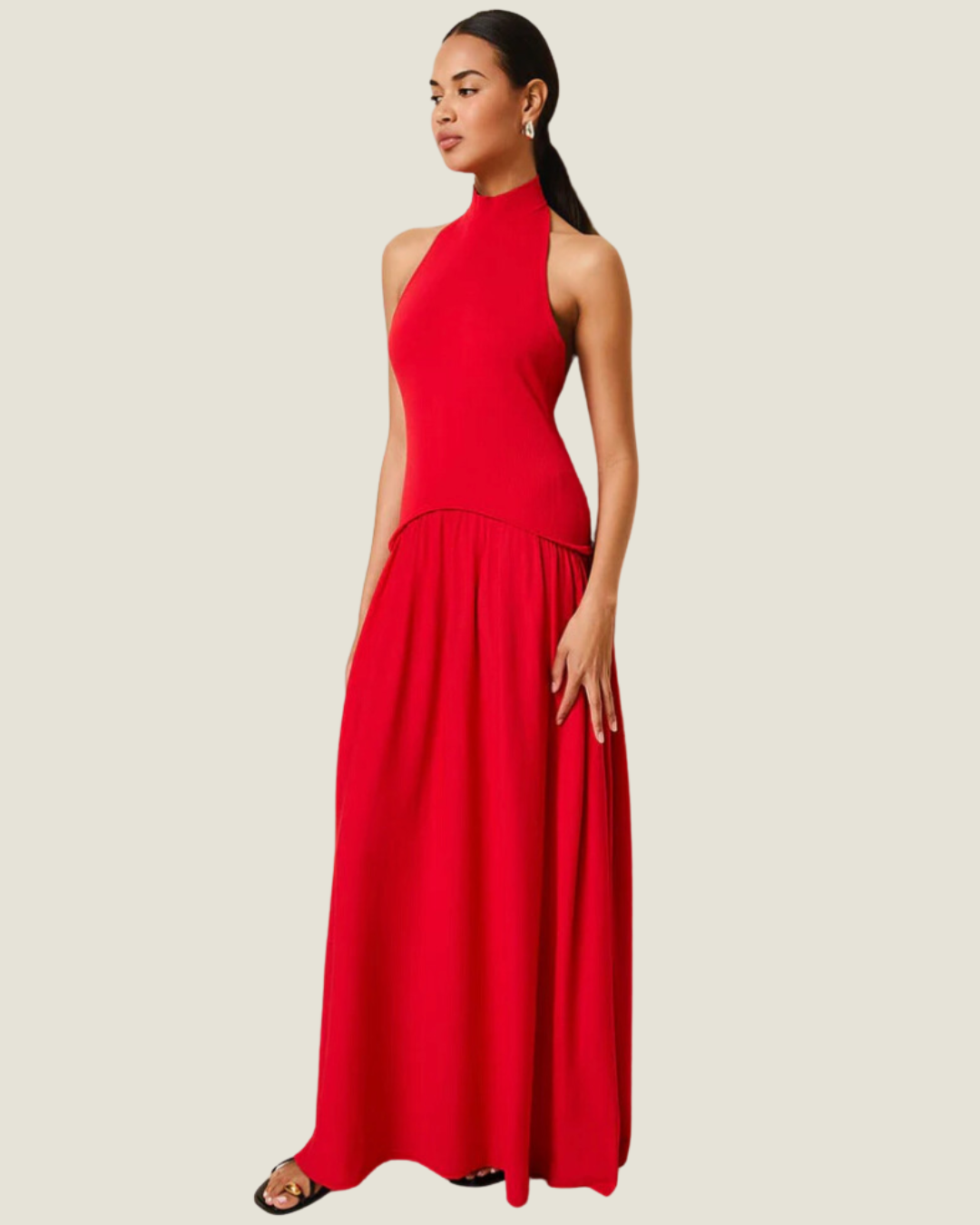 Solid & Striped The Halter Soglio Dress: Apple Red