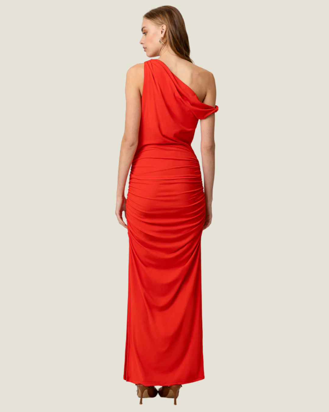 Erina Red Asymmetrical Maxi Dress