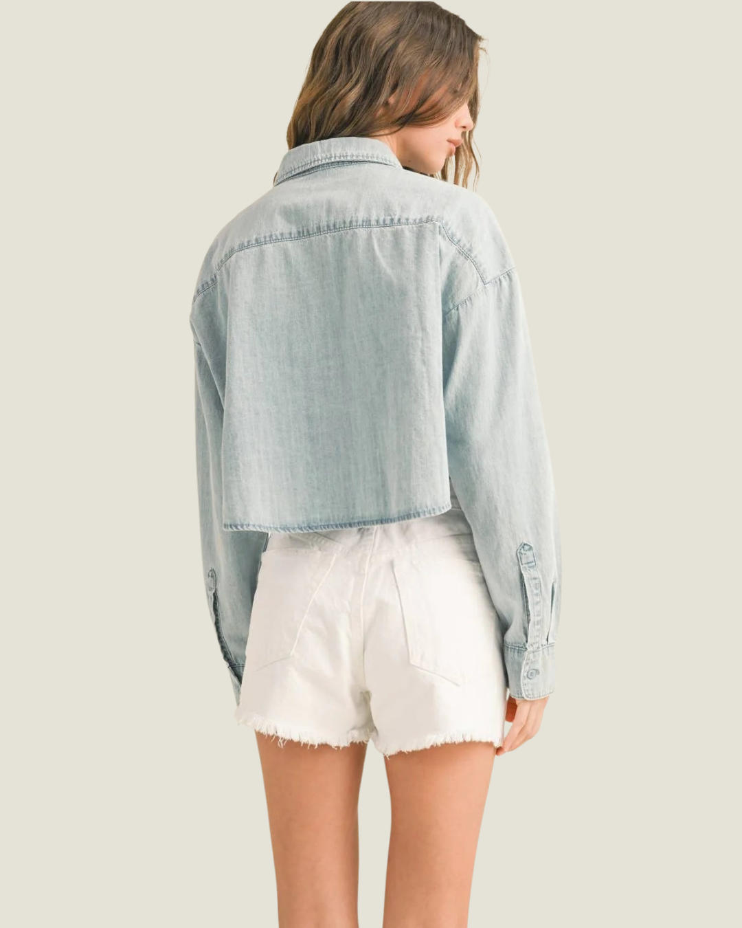 Rachel Cropped Denim Button Down
