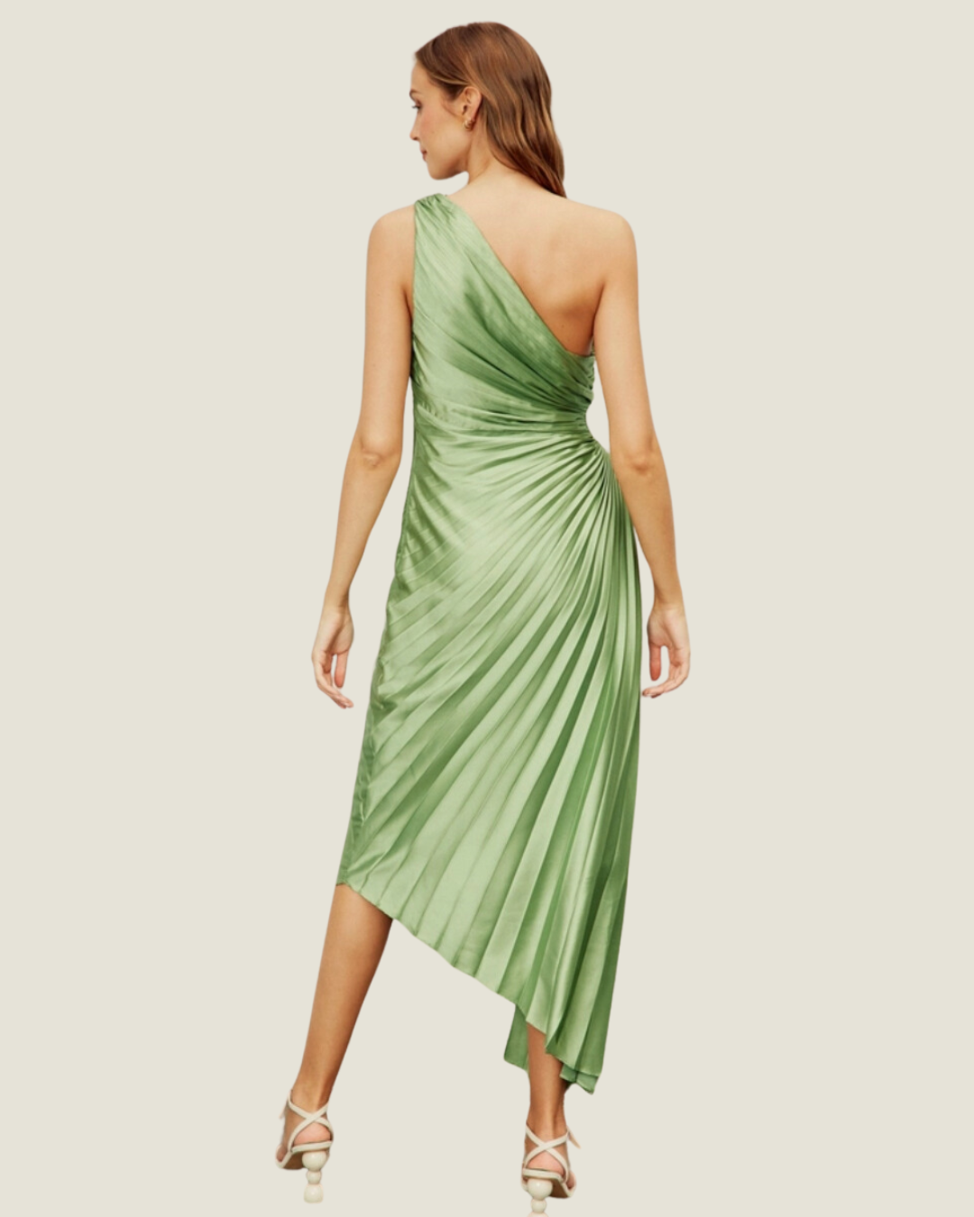 The Wedding Guest: One Shoulder Pleated Midi Dress